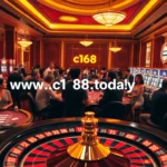 Explore the thrilling atmosphere of gambling at https://c168.today/ featuring vibrant casino tables and eager players engaging with roulette and poker.