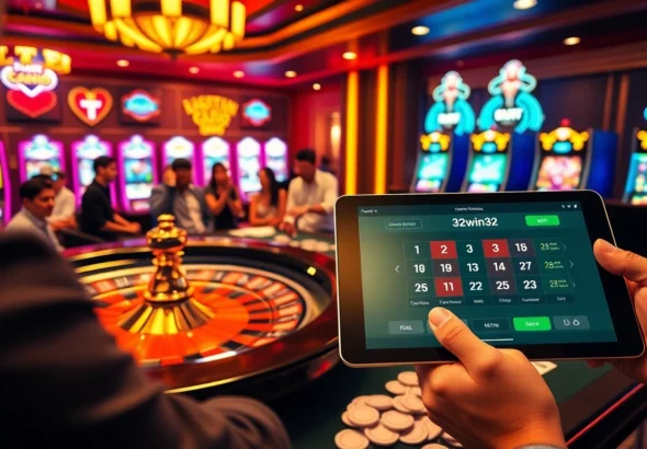 Experience the thrilling world of 32win32 at an exciting casino, featuring vibrant roulette and elaborate poker games.